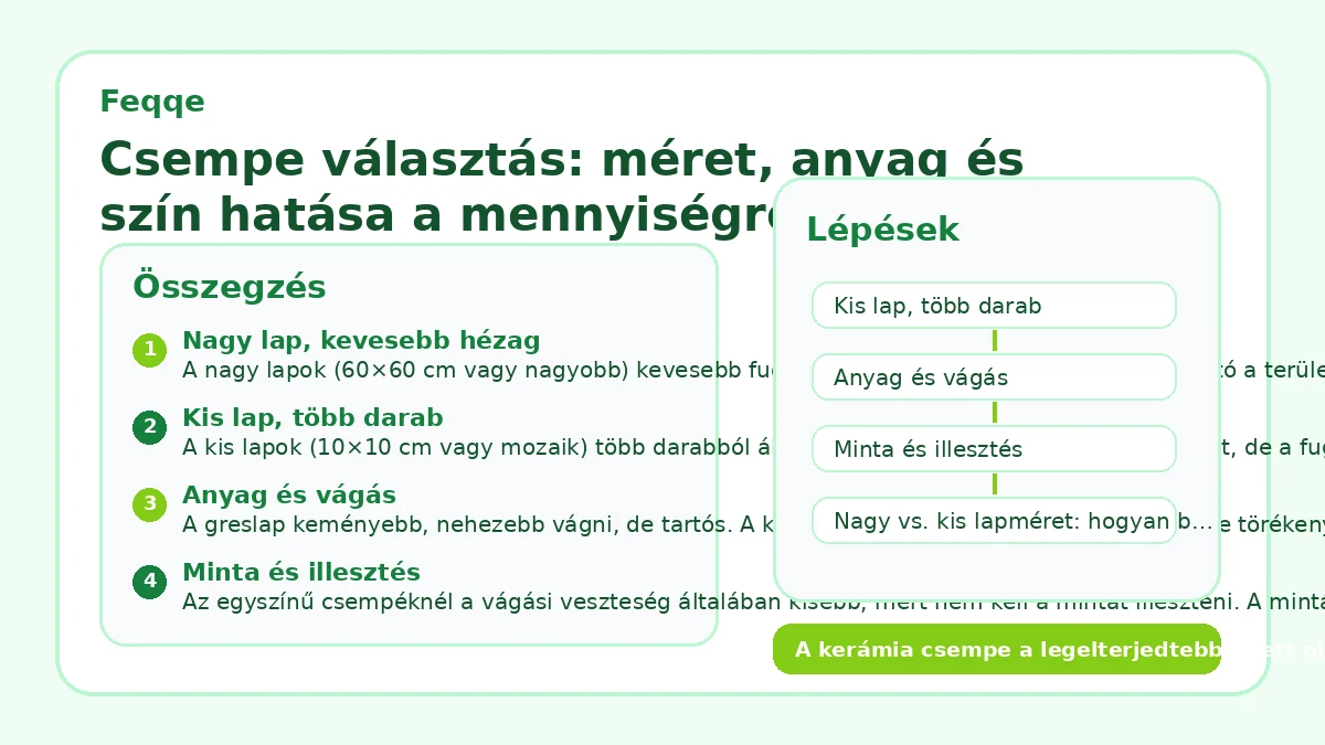 Csempe választás: méret, anyag és szín hatása a mennyiségre